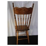 Vintage Wooden Dining Chair with Ornate Carved Backrest