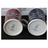 European Ceramic Tableware Lot Including Mugs, Coasters, Vases, and Tray