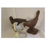Set of 3 Vintage Cast Iron Bird Figurines