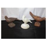 Set of 3 Vintage Cast Iron Bird Figurines