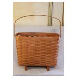 Longaberger Handwoven Basket with Handle and Wood Feet