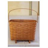 Longaberger Handwoven Basket with Handle and Wood Feet