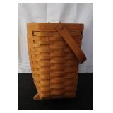 Longaberger Handwoven Basket with Handle and Wood Feet