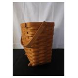 Longaberger Handwoven Basket with Handle and Wood Feet