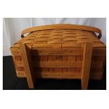 Longaberger Handwoven Basket with Handle and Wood Feet