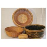 Collection of Vintage Wicker Baskets and RW Norway Wooden Tray