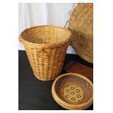 Collection of Vintage Wicker Baskets and RW Norway Wooden Tray