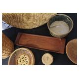 Collection of Vintage Wicker Baskets and RW Norway Wooden Tray