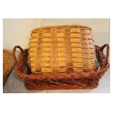 Collection of 4 Assorted Woven Baskets with Handle and Decorative Designs