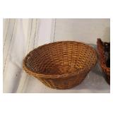 Collection of 4 Assorted Woven Baskets with Handle and Decorative Designs