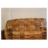 Collection of 4 Assorted Woven Baskets with Handle and Decorative Designs