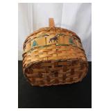 Collection of 4 Assorted Woven Baskets with Handle and Decorative Designs