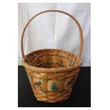 Collection of 4 Assorted Woven Baskets with Handle and Decorative Designs