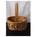 Collection of 4 Assorted Woven Baskets with Handle and Decorative Designs