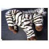 Collection of 6 Plush Stuffed Animals Including Zebra, Panda, Cat, and Birds