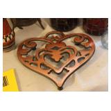 Eclectic Home Decor Collection with Mosaic Candle Holders and Heart Trivet
