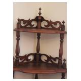 Decorative 4-Tier Wooden Corner Shelf with Ornate Spindles
