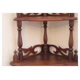 Decorative 4-Tier Wooden Corner Shelf with Ornate Spindles