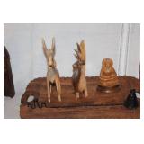 Collection of Vintage Hand-Carved Wooden Decor and Candle Holders