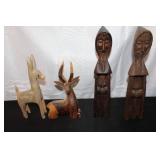 Collection of Vintage Hand-Carved Wooden Decor and Candle Holders