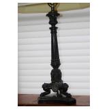 Vintage Ornate Metal Table Lamp with Decorative Base and Shade