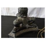 Vintage Ornate Metal Table Lamp with Decorative Base and Shade