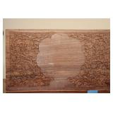 Wooden Desk Organizer with Floral Carving and Inlay