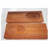 Vintage Hall Blue Mugs with Wooden Holders and Decorative Stone Heart