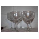 Set of 6 Clear Stemmed Wine Glasses