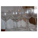 Set of 6 Clear Stemmed Wine Glasses