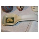 Collection of Vintage Pottery and Stoneware Items with Small Brass Mug