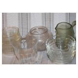 Collection of Vintage Pottery and Stoneware Items with Small Brass Mug