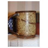 Collection of Vintage Pottery and Stoneware Items with Small Brass Mug