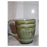 Collection of Vintage Pottery and Stoneware Items with Small Brass Mug