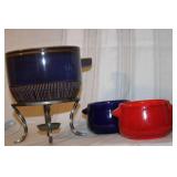 Collection of Vintage Pottery and Stoneware Items with Small Brass Mug