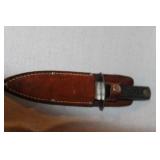 Vintage Colonial Fixed Blade Knife with Leather Sheath