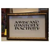 Vintage Framed Boy and Jug Print with Wood Frame, Calligraphy Art, and Carved Bookends Set