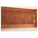 Vintage Framed Boy and Jug Print with Wood Frame, Calligraphy Art, and Carved Bookends Set