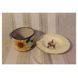 Eclectic Vintage Decorative Lot - Wood Carvings, Pottery, Ceramic Fish Dishes, and More