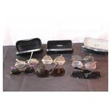 Collection of Sunglasses and Eyeglasses with Cases Including Ray-Ban and Furla