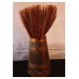 Vintage Decor Collection with Copper Wood Pitcher, Candlesticks, Brass Candelabra, and Pinecones