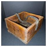Set of 3 Antique Rustic Wooden Containers with Hand-Carved Details