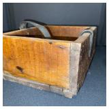 Set of 3 Antique Rustic Wooden Containers with Hand-Carved Details