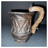 Set of 3 Antique Rustic Wooden Containers with Hand-Carved Details