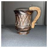 Set of 3 Antique Rustic Wooden Containers with Hand-Carved Details