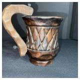 Set of 3 Antique Rustic Wooden Containers with Hand-Carved Details