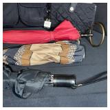 Baggalini Black Shoulder Bag, Quilted Pouch, and 3 Umbrellas Collection