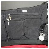 Baggalini Black Shoulder Bag, Quilted Pouch, and 3 Umbrellas Collection