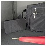 Baggalini Black Shoulder Bag, Quilted Pouch, and 3 Umbrellas Collection