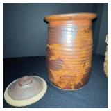 Collection of 4 Vintage Stoneware Crock, Basket, and Pitchers
